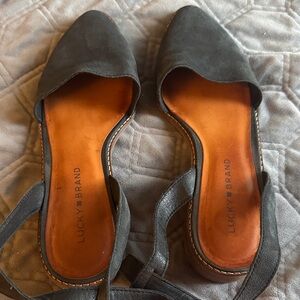 Lucky Brand Black Suede D'Orsay Slingback Flats